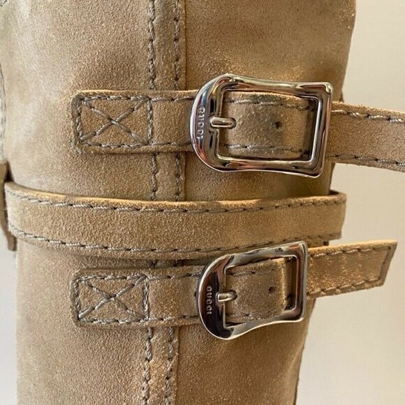 Gucci Womens Boots Beige Leather Mid Calf 7 - Picture 4 of 12